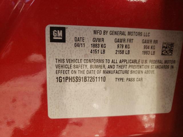 1G1PH5S91B7261110 - 2011 CHEVROLET CRUZE LTZ RED photo 12