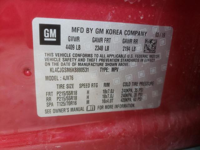 KL4CJGSM6KB880531 - 2019 BUICK ENCORE ESSENCE RED photo 14