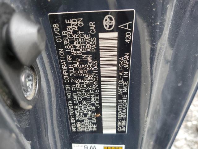 JTKDE167980271043 - 2008 TOYOTA SCION TC ლურჯი ფოტო 12