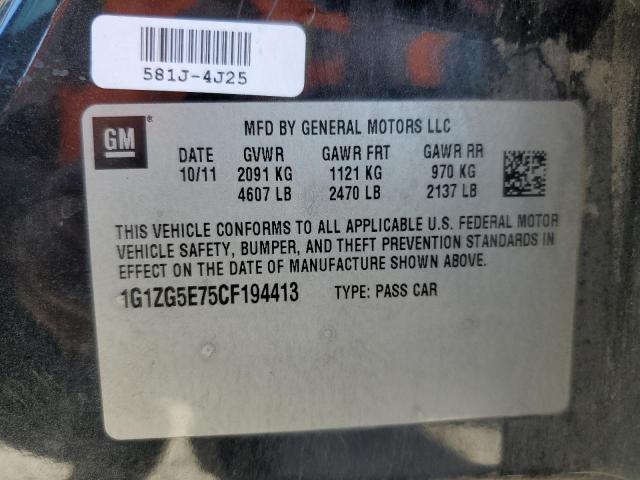 1G1ZG5E75CF194413 - 2012 CHEVROLET MALIBU LTZ შავი ფოტო 12