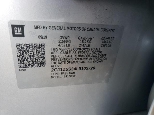 2G11Z5S34L9103729 - 2020 CHEVROLET IMPALA LT SILVER photo 12