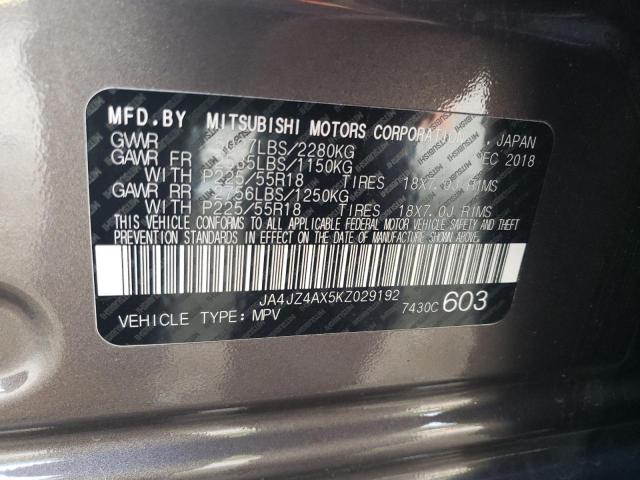 JA4JZ4AX5KZ029192 - 2019 MITSUBISHI OUTLANDER GT GRAY photo 13