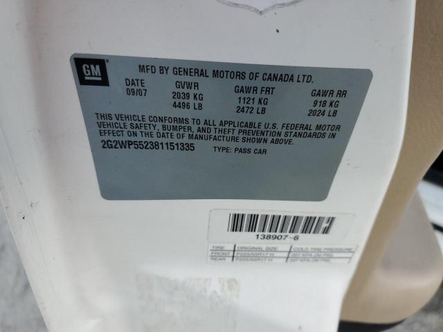 2G2WP552381151335 - 2008 PONTIAC GRAND PRIX 白色 照片 12