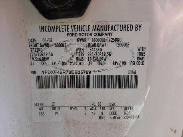 1FDXF46R78EB35769 - 2008 FORD F450 SUPER DUTY WHITE photo 12