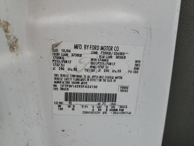 1FTPW14595FA24150 - 2005 FORD F150 SUPERCREW WHITE photo 12