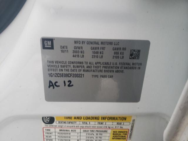 1G1ZC5E08CF200221 - 2012 CHEVROLET MALIBU 1LT WHITE photo 12