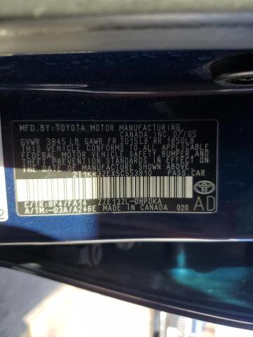 2T1KR32EX5C553910 - 2005 TOYOTA COROLLA MA XR BLUE photo 12