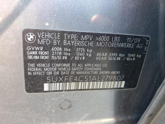 5UXFE4C51AL279807 - 2010 BMW X5 XDRIVE30I GRAY photo 13
