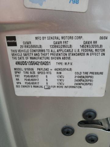 4NUDS13S642104201 - 2004 ISUZU ASCENDER S 银色 照片 12