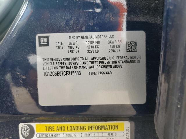 1G1ZC5E07CF315683 - 2012 CHEVROLET MALIBU 1LT BLUE photo 13