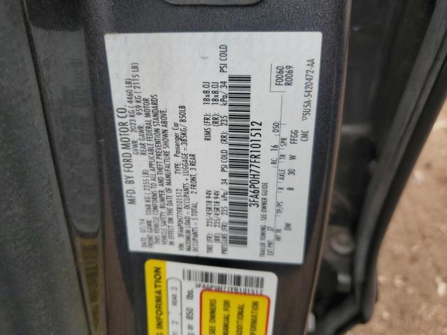 3FA6P0H77FR101512 - 2015 FORD FUSION SE GRAY photo 12