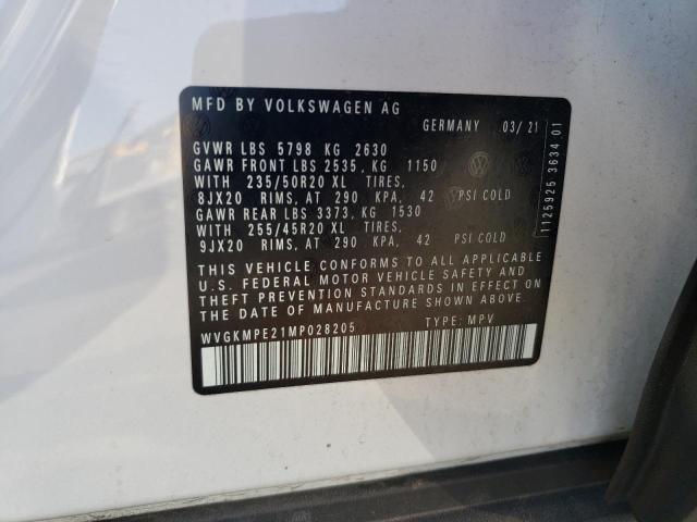 WVGKMPE21MP028205 - 2021 VOLKSWAGEN ID.4 PRO S თეთრი ფოტო 12