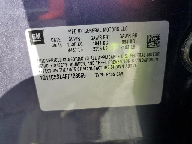 1G11C5SL4FF138669 - 2015 CHEVROLET MALIBU 1LT 灰色 照片 12