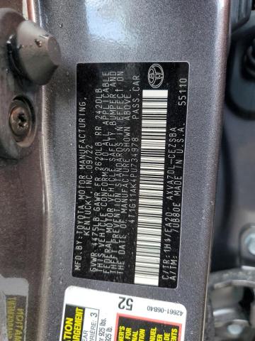 4T1G11AK4PU734978 - 2023 TOYOTA CAMRY SE NIGHT SHADE GRAY photo 12