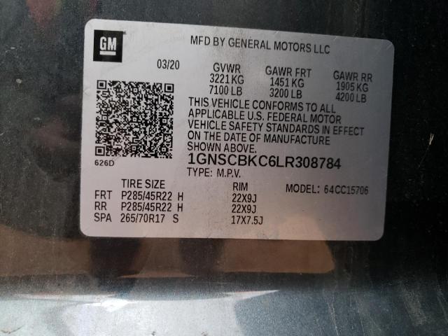 1GNSCBKC6LR308784 - 2020 CHEVROLET TAHOE C1500 LT CHARCOAL photo 13