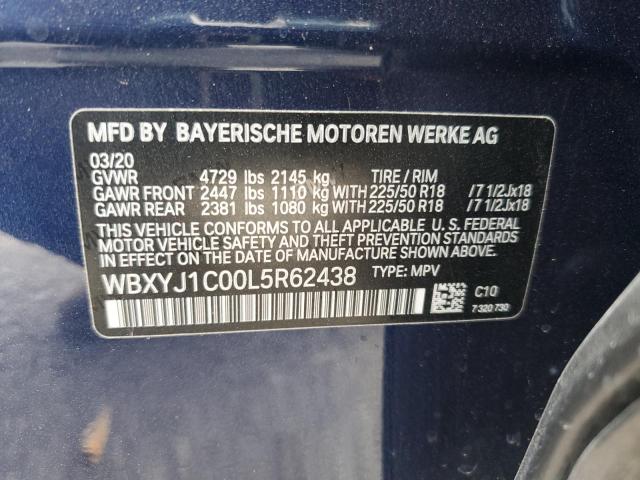 WBXYJ1C00L5R62438 - 2020 BMW X2 XDRIVE28I BLUE photo 12