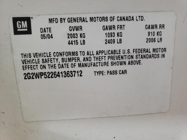 2G2WP522641363712 - 2004 PONTIAC GRAND PRIX GT WHITE photo 12