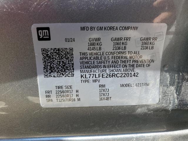 KL77LFE26RC220142 - 2024 CHEVROLET TRAX LS GRAY photo 13