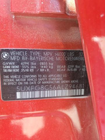 5UXFG8C56ALZ94681 - 2010 BMW X6 XDRIVE50I RED photo 13