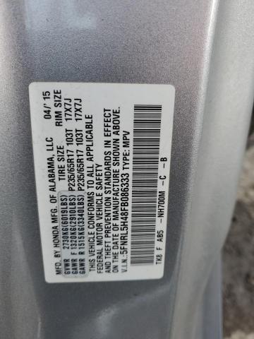 5FNRL5H48FB086333 - 2015 HONDA ODYSSEY EX SILVER photo 14