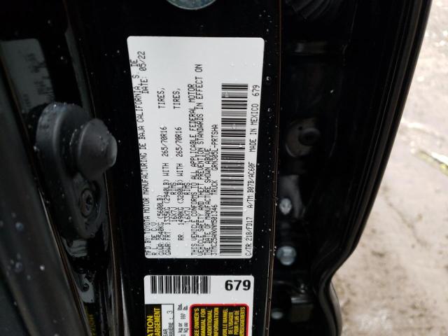 3TMCZ5ANXNM501346 - 2022 TOYOTA TACOMA DOUBLE CAB 黑色 照片 12