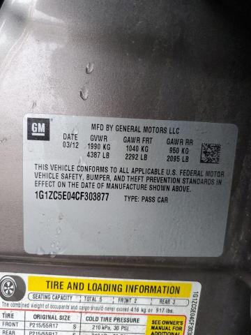 1G1ZC5E04CF303877 - 2012 CHEVROLET MALIBU 1LT TAN photo 12