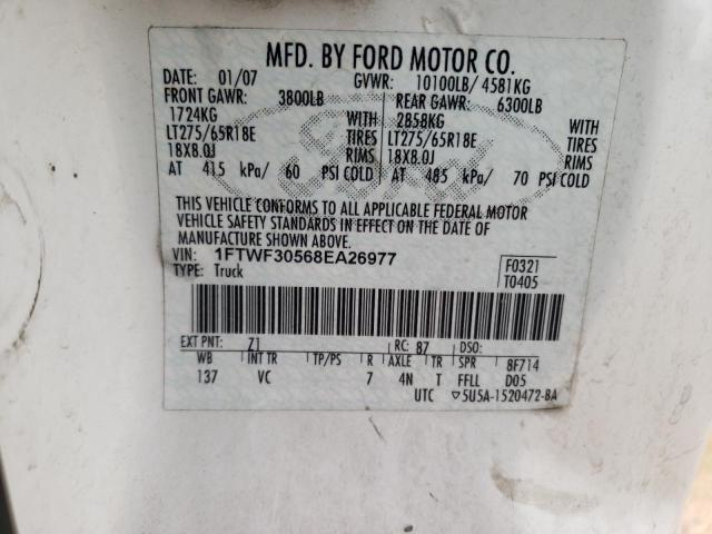 1FTWF30568EA26977 - 2008 FORD F350 SRW SUPER DUTY WHITE photo 13