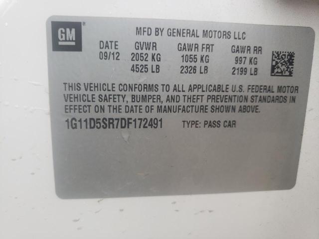 1G11D5SR7DF172491 - 2013 CHEVROLET MALIBU 1LT 白色 照片 12