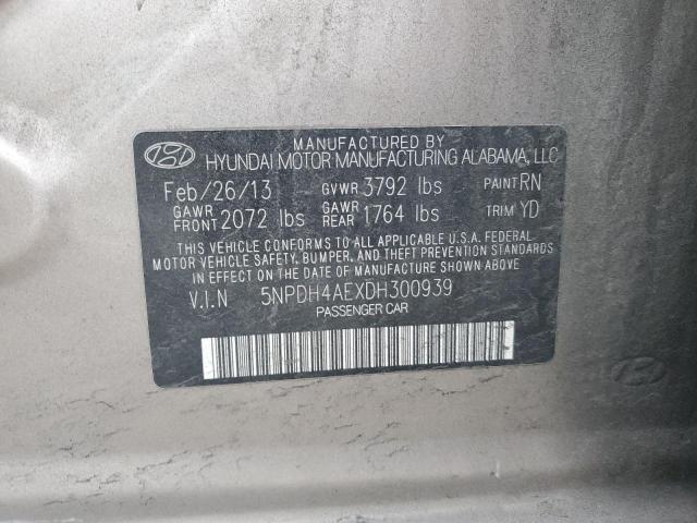 5NPDH4AEXDH300939 - 2013 HYUNDAI ELANTRA GLS SILVER photo 12