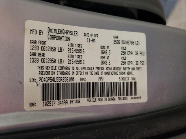 2C4GP54L55R356100 - 2005 CHRYSLER TOWN & COU TOURING 银色 照片 13