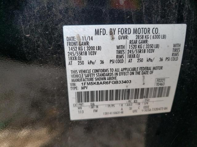 1FM5K8AR6FGB33403 - 2015 FORD EXPLORER POLICE INTERCEPTOR Qara foto 13