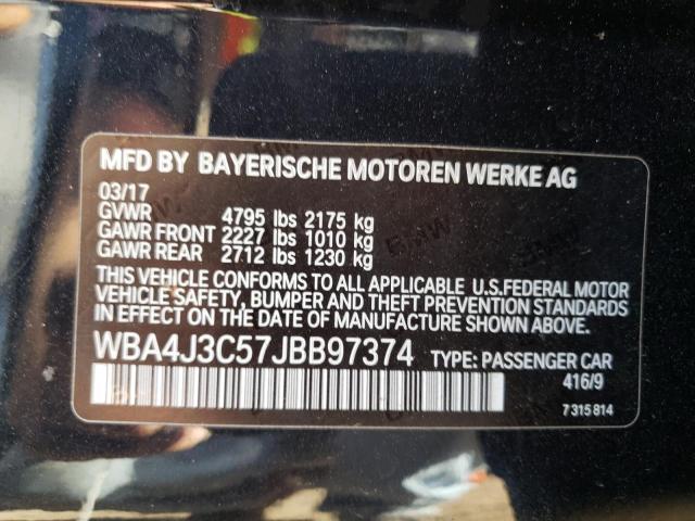 WBA4J3C57JBB97374 - 2018 BMW 430XI GRAN COUPE BLACK photo 12