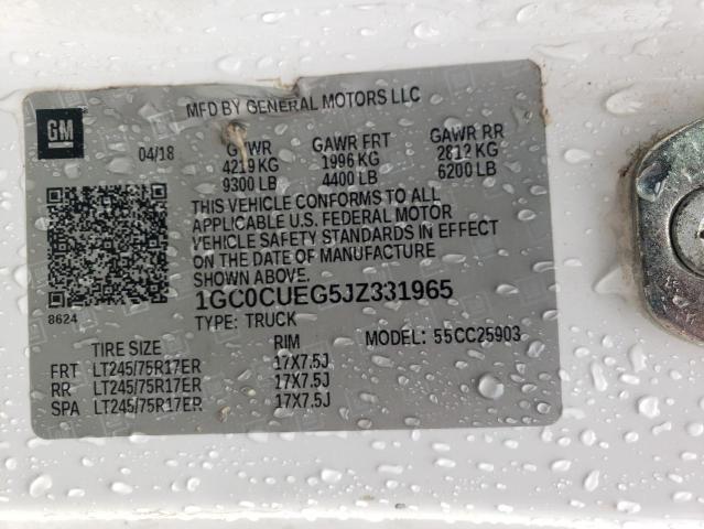 1GC0CUEG5JZ331965 - 2018 CHEVROLET SILVERADO C2500 HEAVY DUTY WHITE photo 13