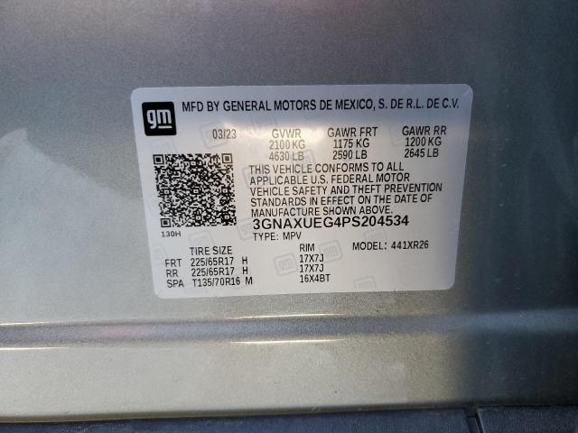 3GNAXUEG4PS204534 - 2023 CHEVROLET EQUINOX LT GRAY photo 13