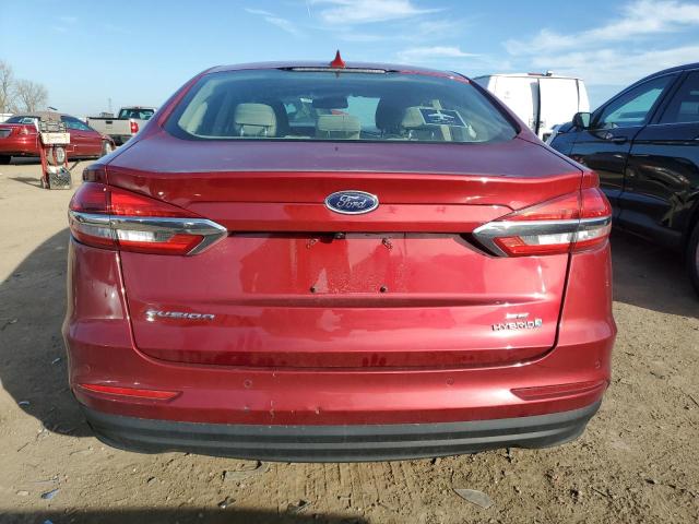 3FA6P0LU1KR224892 - 2019 FORD FUSION SE RED photo 6