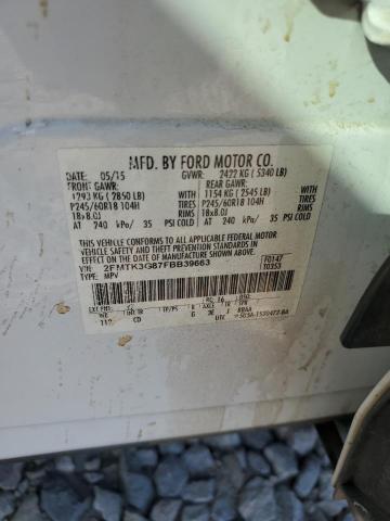 2FMTK3G87FBB39663 - 2015 FORD EDGE SE WHITE photo 12