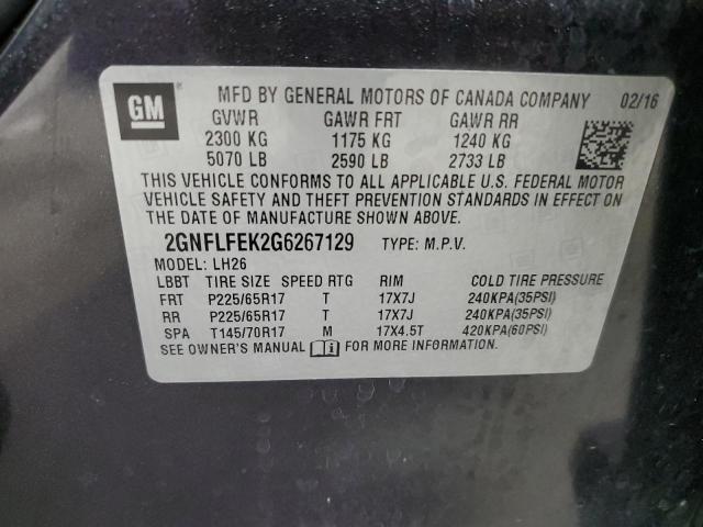 2GNFLFEK2G6267129 - 2016 CHEVROLET EQUINOX LT BLACK photo 13