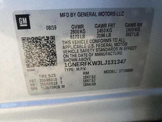 1GNERFKW3LJ131347 - 2020 CHEVROLET TRAVERSE LS SILVER photo 13