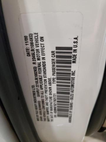 4S3BH675217631721 - 2001 SUBARU LEGACY OUTBACK AWP 白色 照片 12