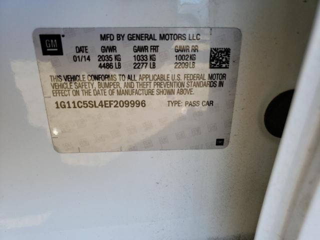 1G11C5SL4EF209996 - 2014 CHEVROLET MALIBU 1LT WHITE photo 12