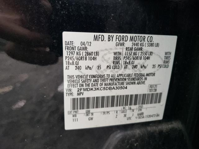 2FMDK3KC5DBA30504 - 2013 FORD EDGE LIMITED BLACK photo 13