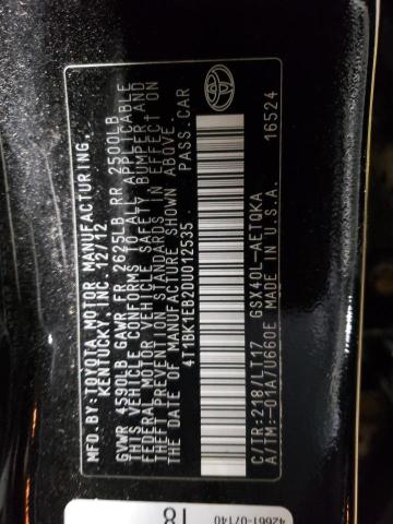 4T1BK1EB2DU012535 - 2013 TOYOTA AVALON BASE Қара фото 12