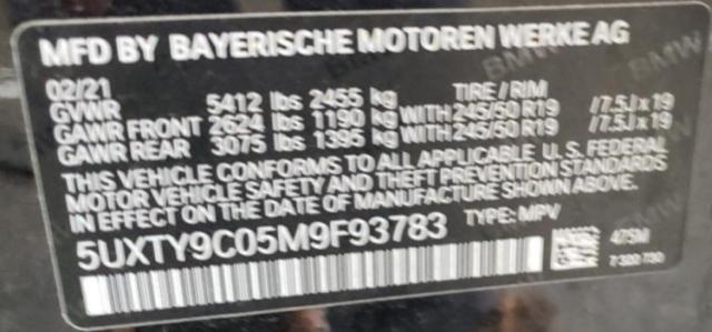 5UXTY9C05M9F93783 - 2021 BMW X3 XDRIVEM40I BLACK photo 12