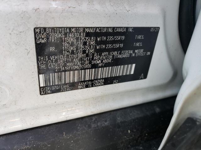 2T3A1RFV0MW205800 - 2021 TOYOTA RAV4 XLE PREMIUM WHITE photo 13