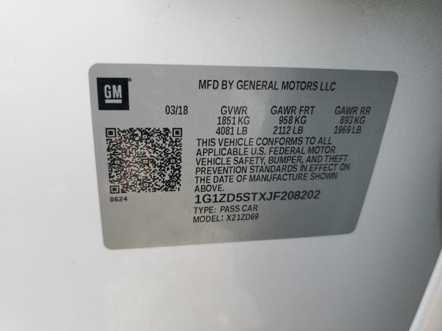 1G1ZD5STXJF208202 - 2018 CHEVROLET MALIBU LT WHITE photo 12