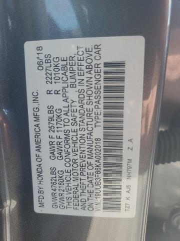 19UUB3F66KA002018 - 2019 ACURA TLX TECHNOLOGY GRAY photo 12