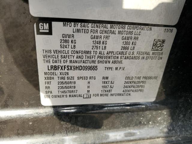 LRBFXFSX9HD099665 - 2017 BUICK ENVISION PREMIUM II BLACK photo 12