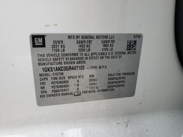 1GKS1AKC0GR447103 - 2016 GMC YUKON SLE WHITE photo 13