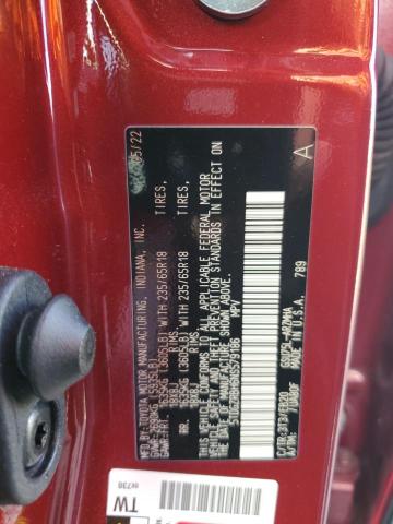 5TDGZRBH6NS579186 - 2022 TOYOTA HIGHLANDER XLE BURGUNDY photo 14