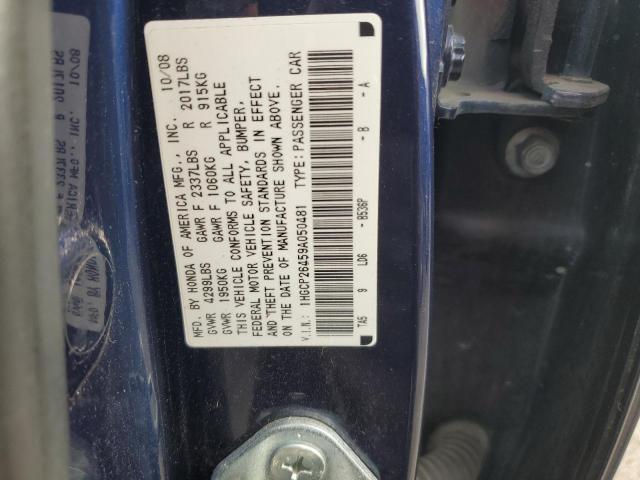 1HGCP26459A050481 - 2009 HONDA ACCORD LXP BLUE photo 12